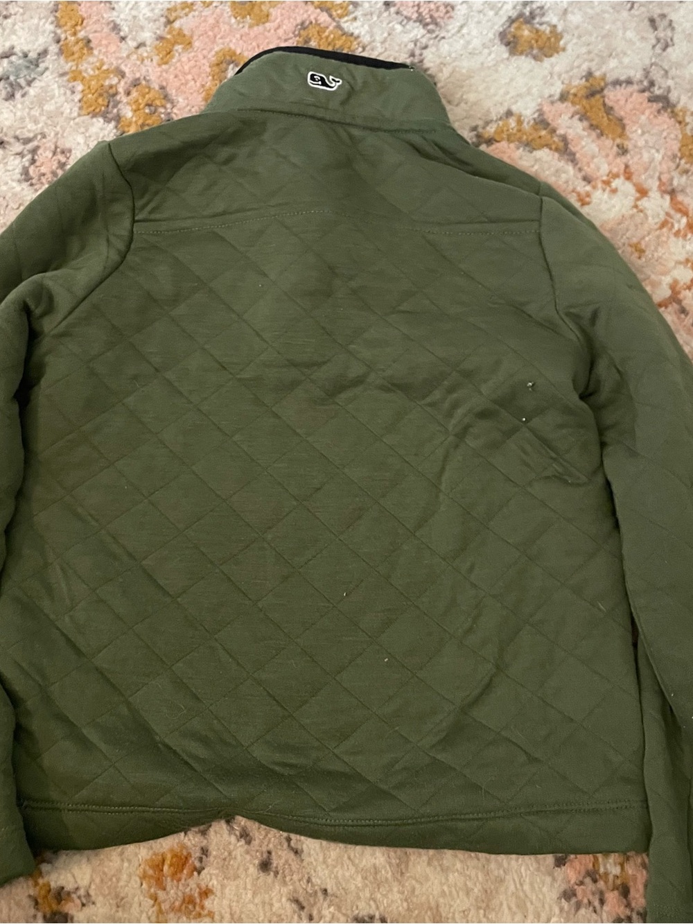 Vineyard Vines Olive Green Quilted Pullover Hoodie - Picture 2 of 5